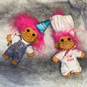 Vintage troll birthday & chef dolls